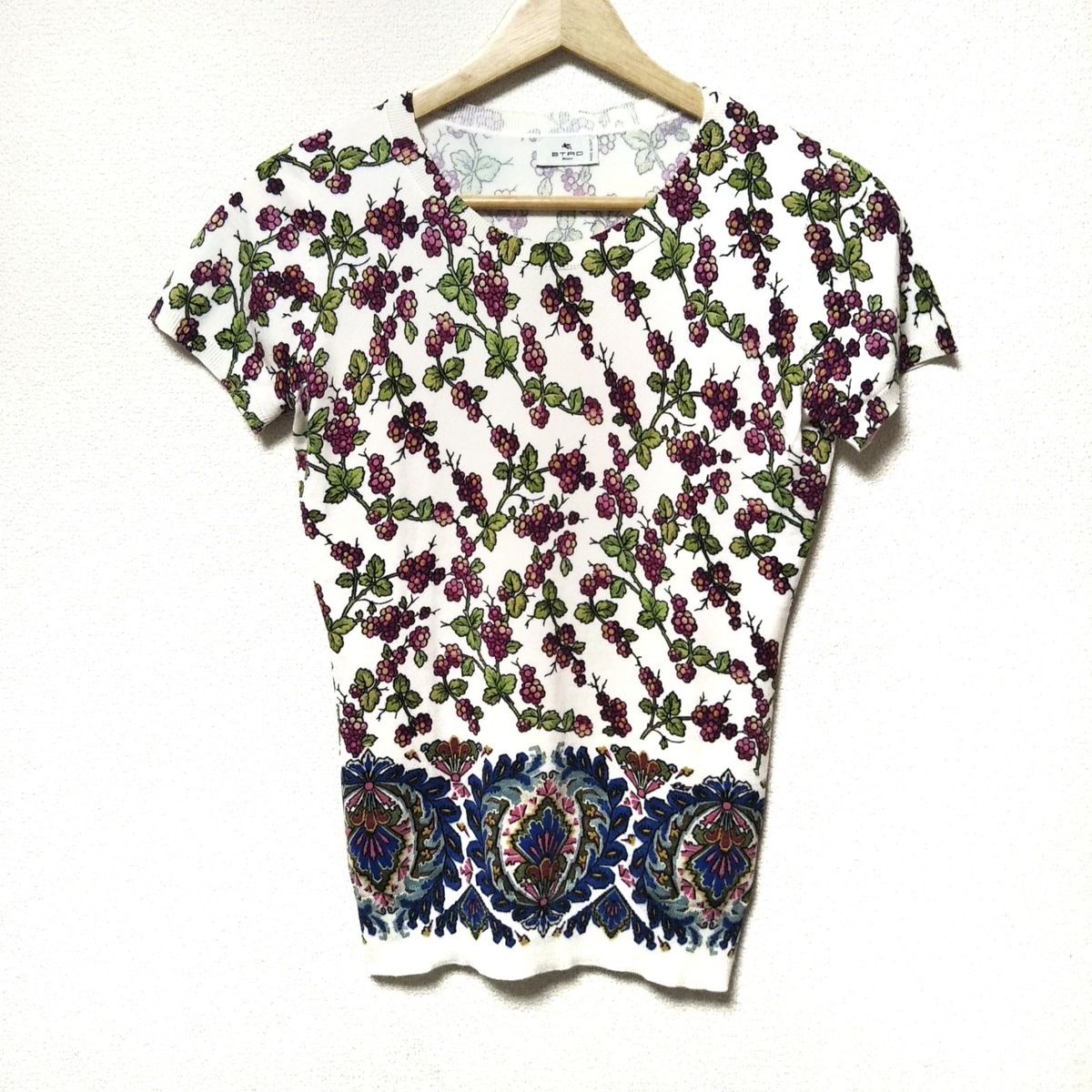 ETRO - 【美品】  ETRO / エトロ | 花柄プリント ニット切替 トップス | 46 | ブラック/ホワイト/パープル | レディース ETRO - 美品 エトロ ETRO ニット カーディガン ロングスリーブ