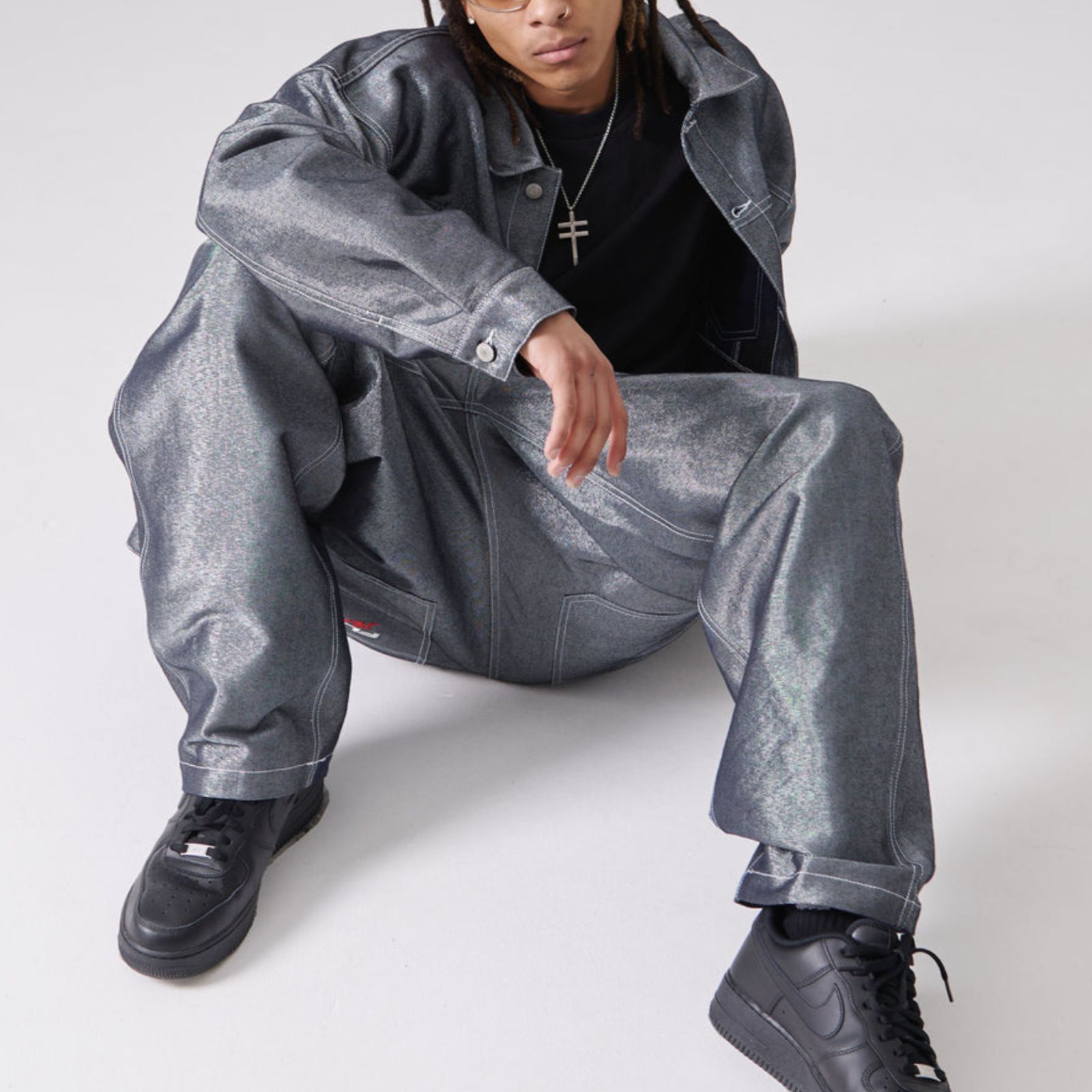 新作】【FUBU／フブ・METALLIC DENIM PANTS ／メタリックデニムパンツ 