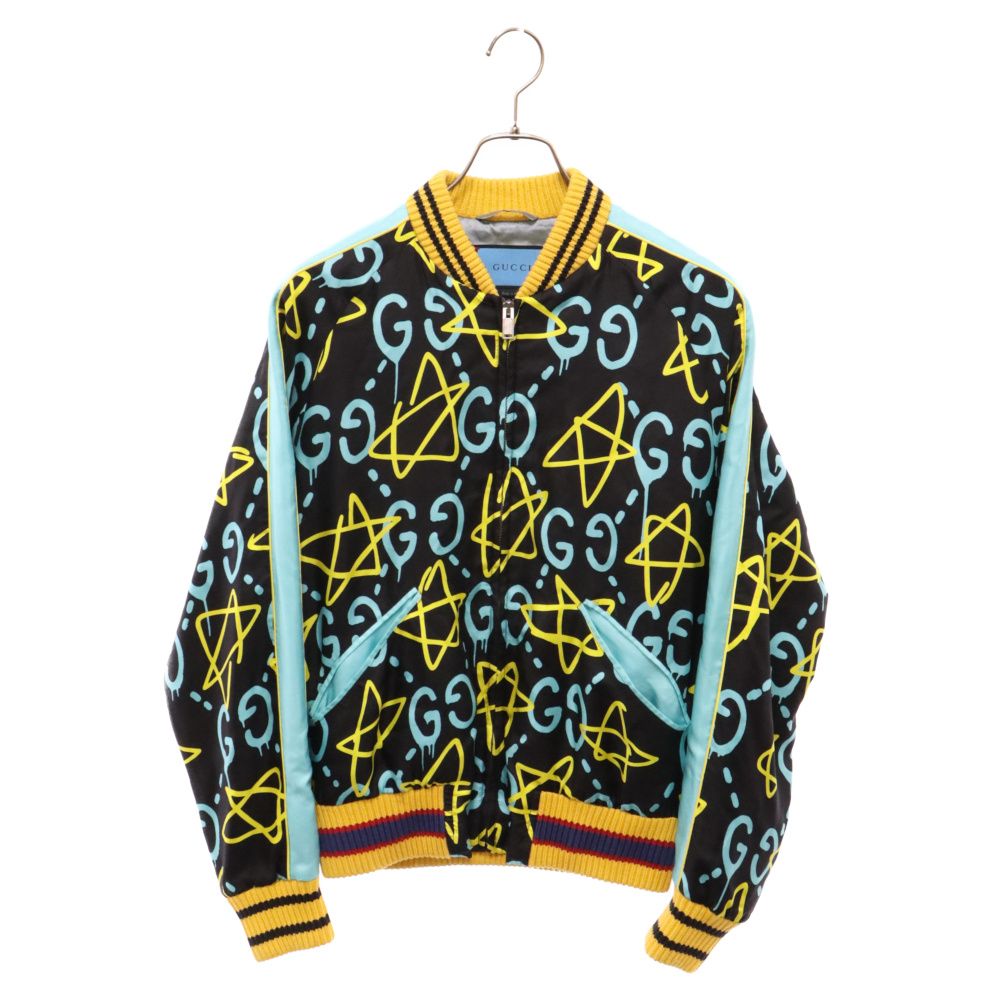 GUCCI (グッチ) GG総柄シルクボンバージャケット ブラック