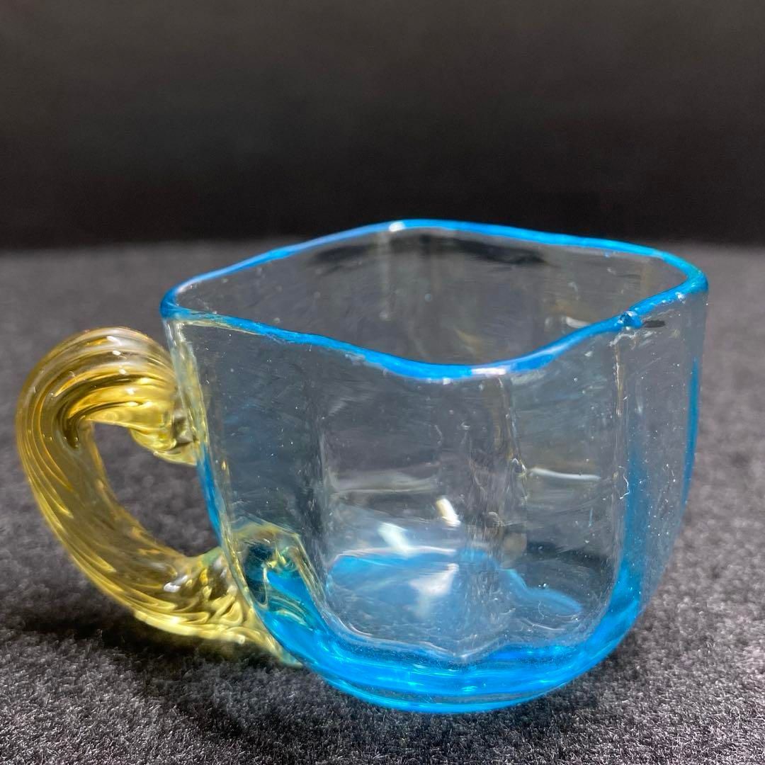 明治期 ウランガラス 手付 杯 幅4.6㎝ 東な6-1118 2F