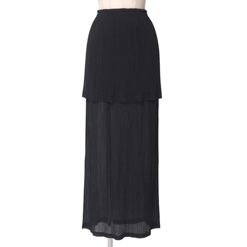 ISSEY MIYAKE イッセイミヤケ スカート サイズM プリーツ レイヤードスカート シースルー ロングスカート ブランド古着 20250415|RA4222