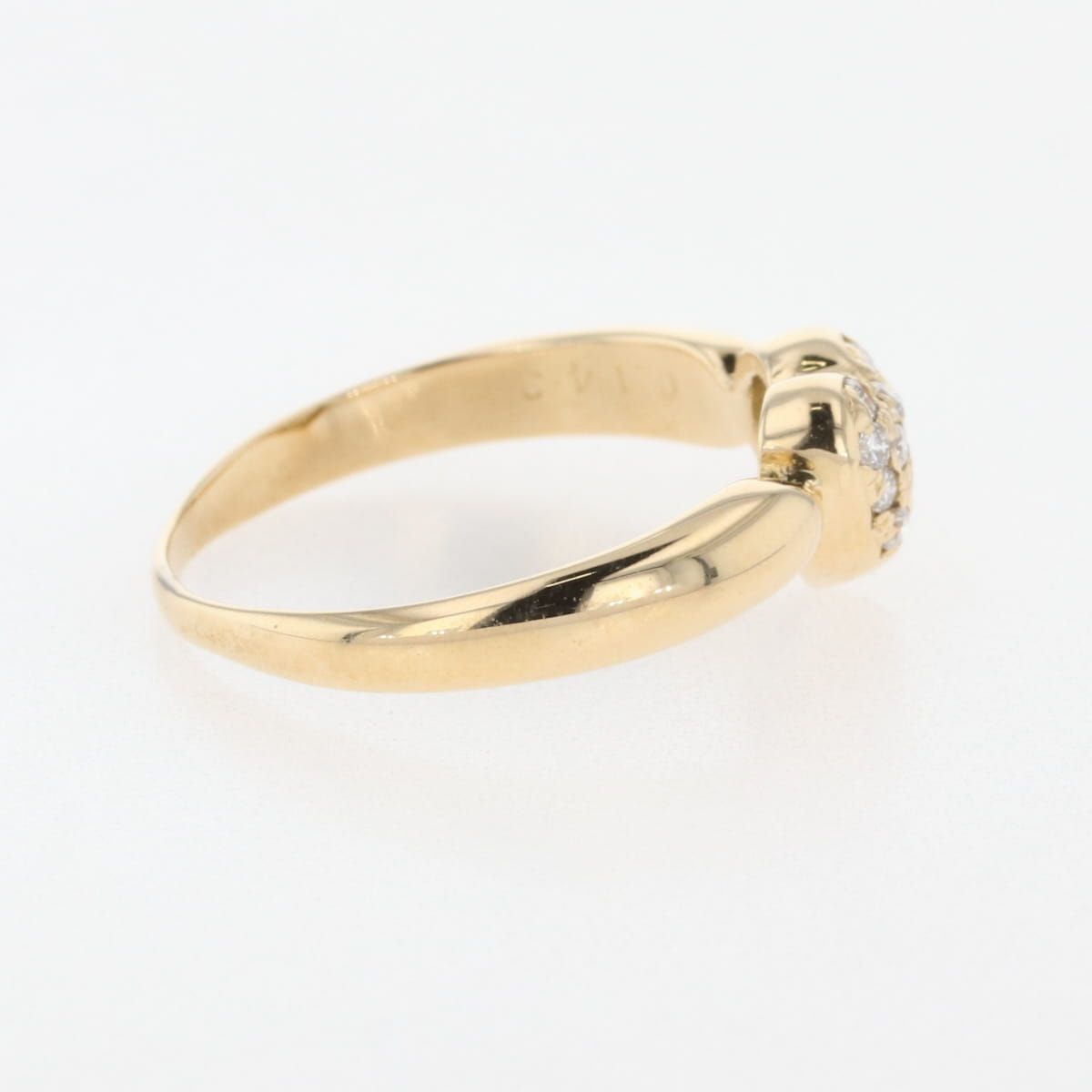 ハートモチーフ デザインリング YG イエローゴールド 指輪 メレダイヤ リング 12.5号 K18 ダイヤモンド レディース FORTGASGNV_COM_BR