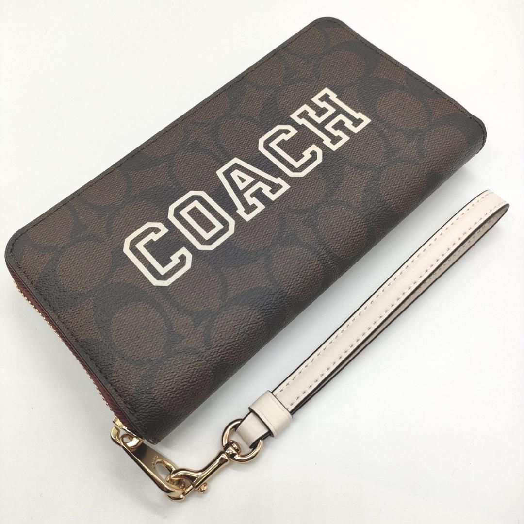 COACH] コーチ シグネチャー柄 ラウンドジップ長財布 CB856（ブラウン 