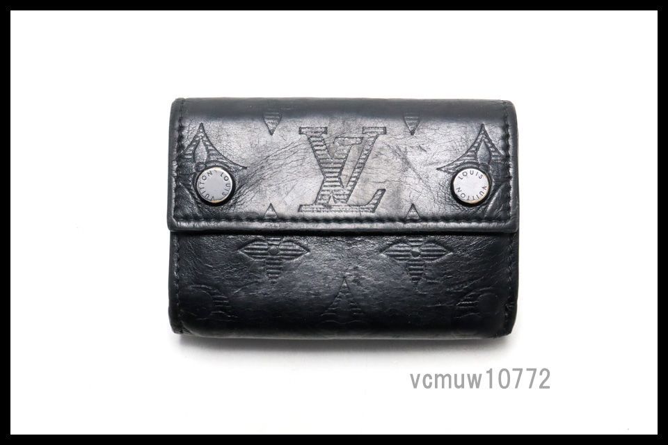 RFIDタグ近年 美 LOUIS VUITTON モノグラムシャドウ ディスカバリーコンパクト レザー 3つ折り財布 ルイヴィトン 0911we19585