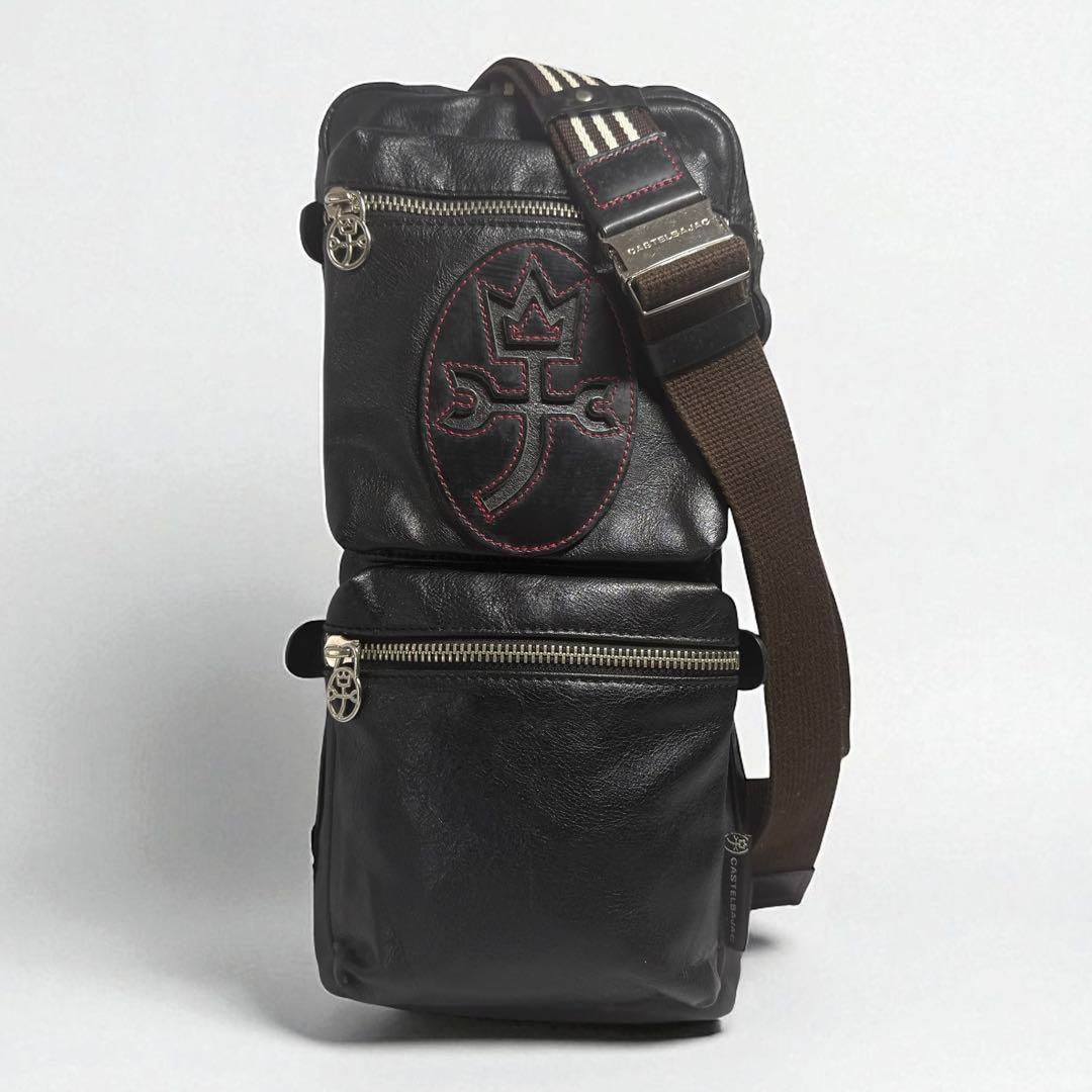 【極美品】カステルバジャック ショルダー ハンド バッグ レザー 2way 黒 CASTELBAJAC 最大P+16% カステルバジャック バッグ 2WAY