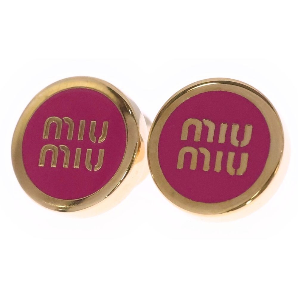 miumiu (ミュウミュウ) ロゴ エナメルメタル スタッドピアス