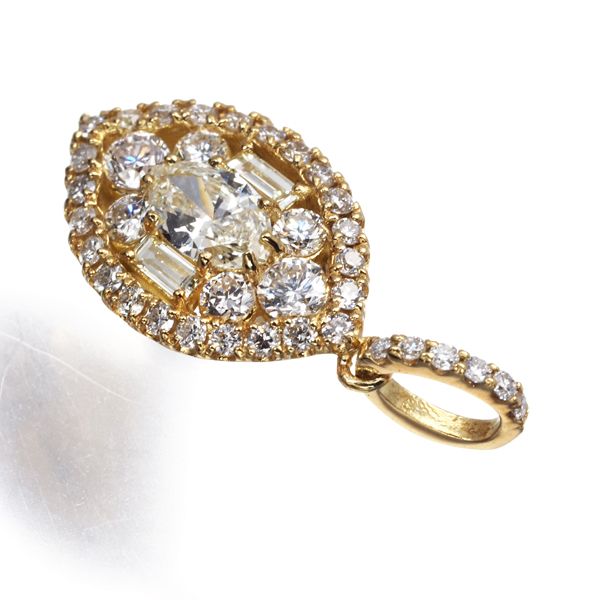 ダイヤ ダイヤモンド 0.16ct/0.34ct 3種カット ペンダントトップ K18YG  