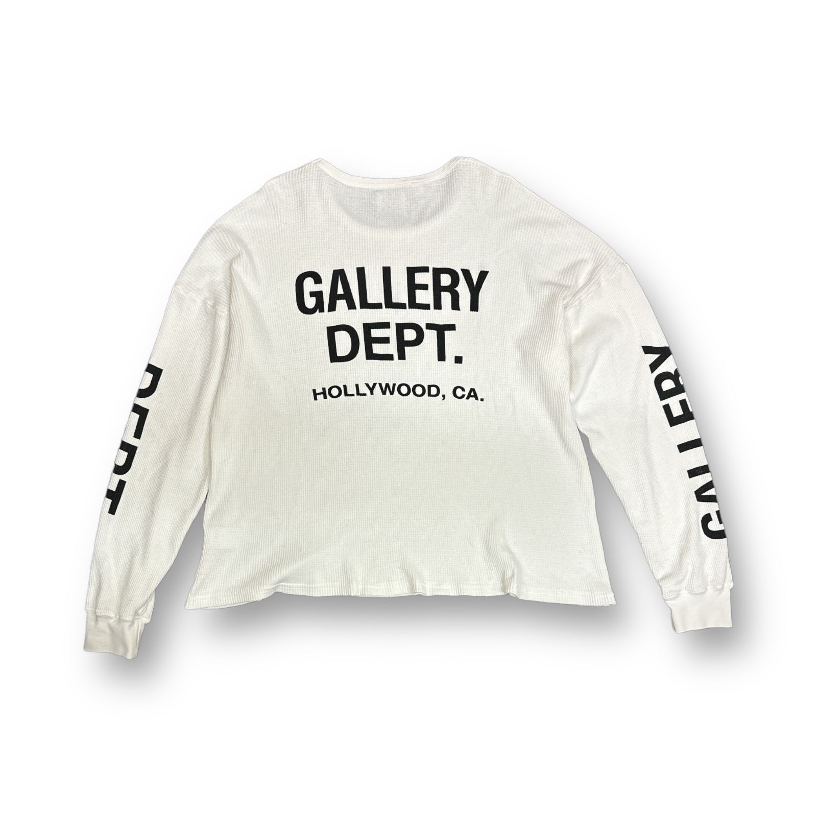 国内正規 GALLERY DEPT. 22SS オーバーサイズサーマルワッフルロングスリーブカットソー ロゴプリント Tシャツ ギャラリーデプト  8312-343-1765 ホワイト M 71039A6