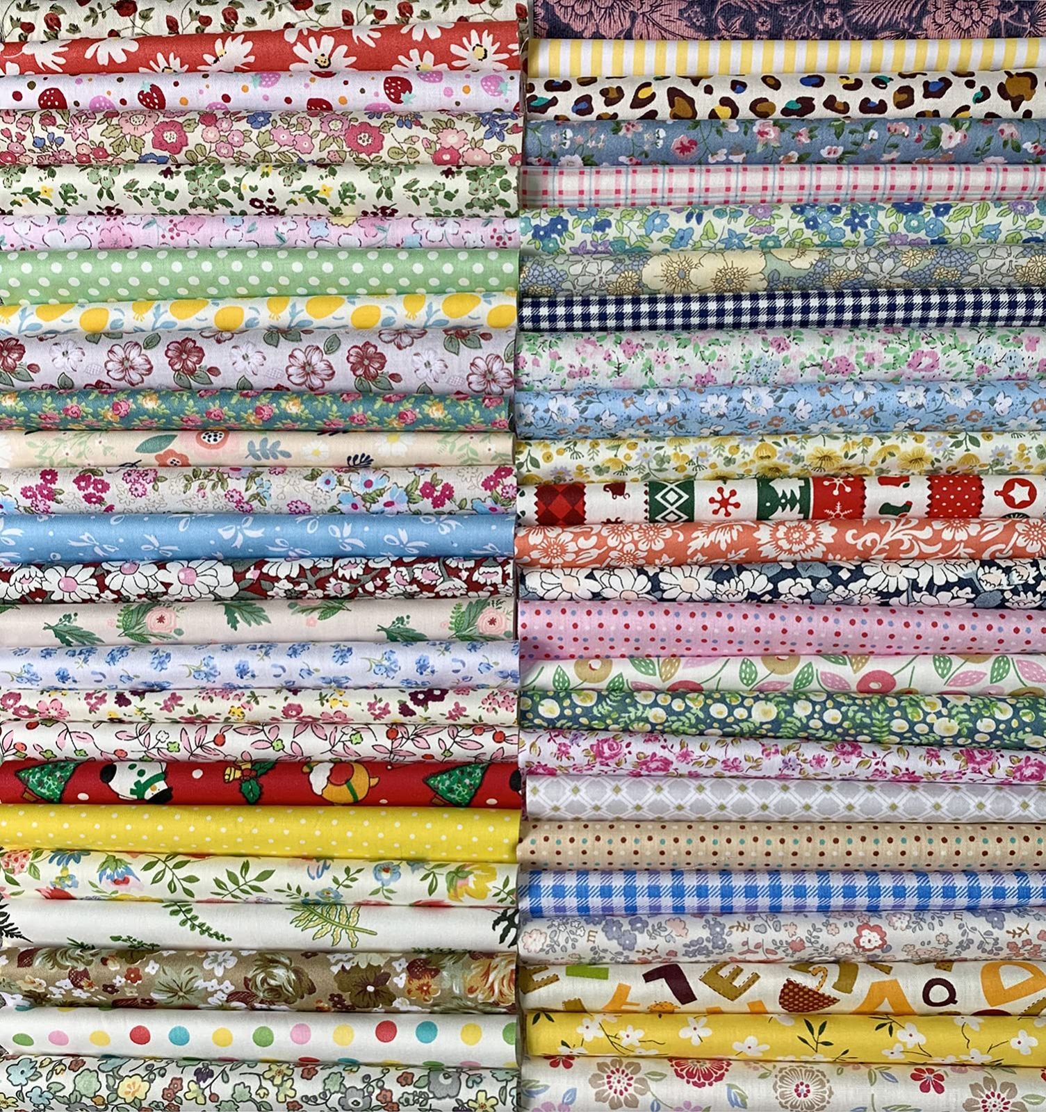 【人気商品】(50枚 給食袋、ポーチなどの作りに パッチワーク 素材 30cm 布 手芸用 DIY x はぎれセット 可愛い 生地 30cm) 花柄プリント Liuliu