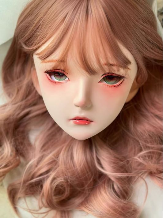 ハーフマスク 眼球付き カツラ付き NO.141 フルマスク ドール ヘッド ロリータ人形 コスプレ マスク 変身 仮装 着ぐるみ
