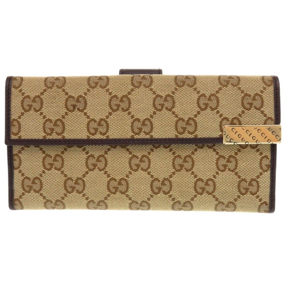 グッチ 257012 GGキャンバス ベージュ 長財布 二つ折り長財布 0969 GUCCI