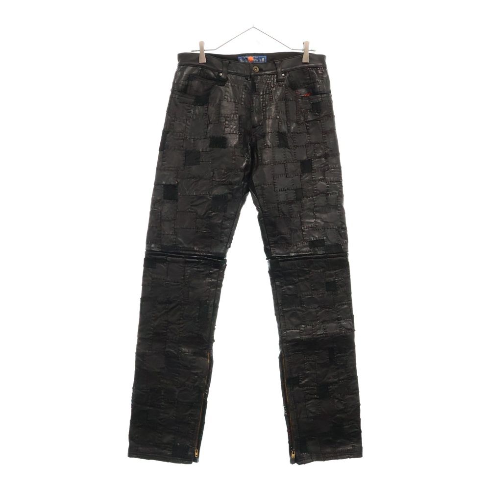 BLACK MEANS ブラックミーンズ BORO Leather Patch Work Slim Pants-4 ボロレザー パッチワークスリムパンツ シープスキンストレートパンツ 945-79TP32-1 ブラック