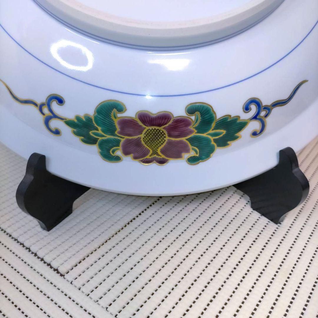 金彩小紋扇面図 山本重義 九谷焼 飾皿 七宝柄 皿立 共布 共箱 元値33万 金彩小紋扇面図 山本重義 九谷焼 飾皿 七宝柄 皿立 共布 共箱 元値33万