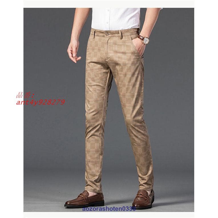 スラックス チノパン メンズ スリムパンツ ストレッチパンツ ボチェック柄 春夏 普段着 ビジネス 通勤用 チノパンツ 男性ズボン ant4y928279 チノパン メンズ ストレッチ チェック ロングパンツ スキニー