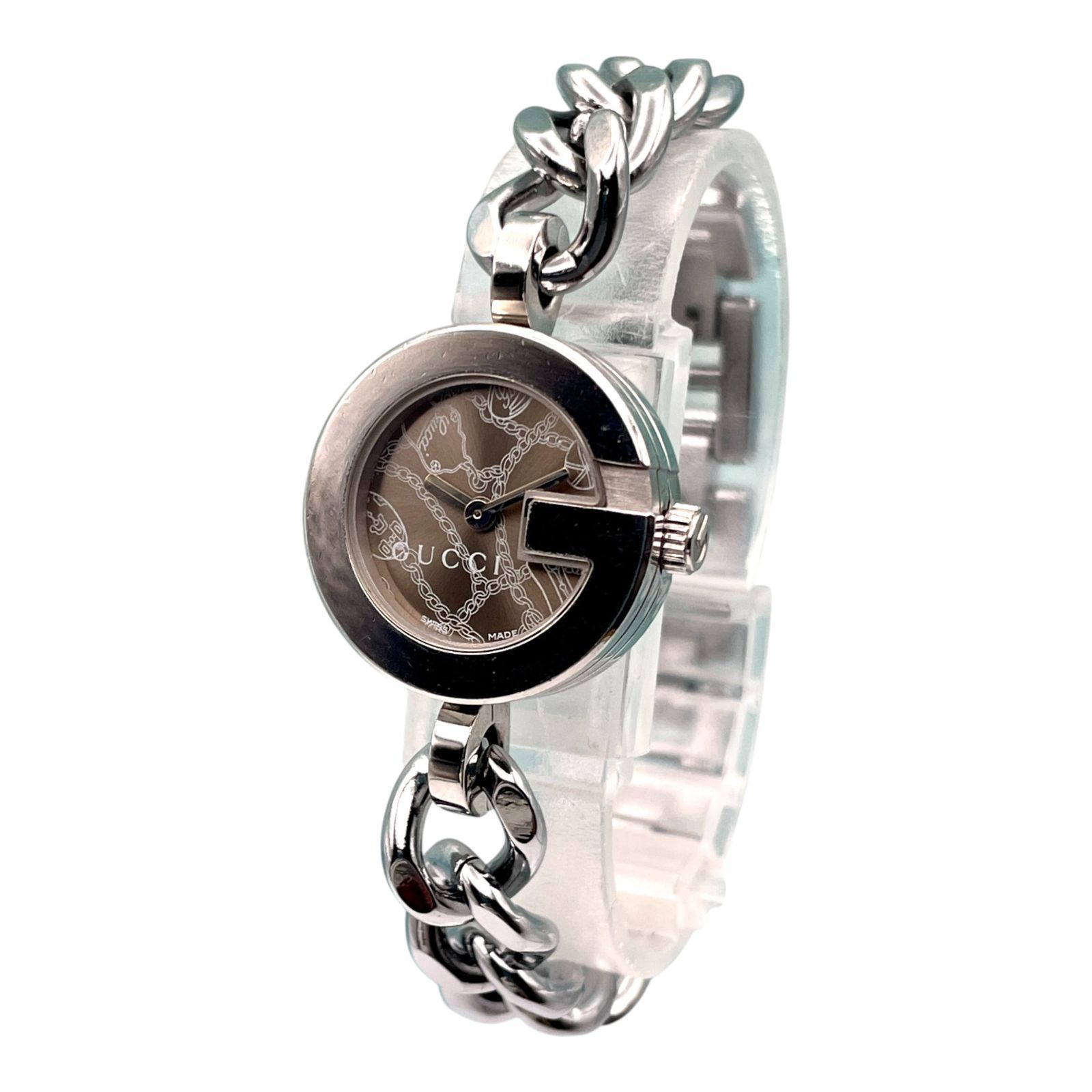 美品 □ GUCCI グッチ 107 レディース 時計 チェーン Gフェイス