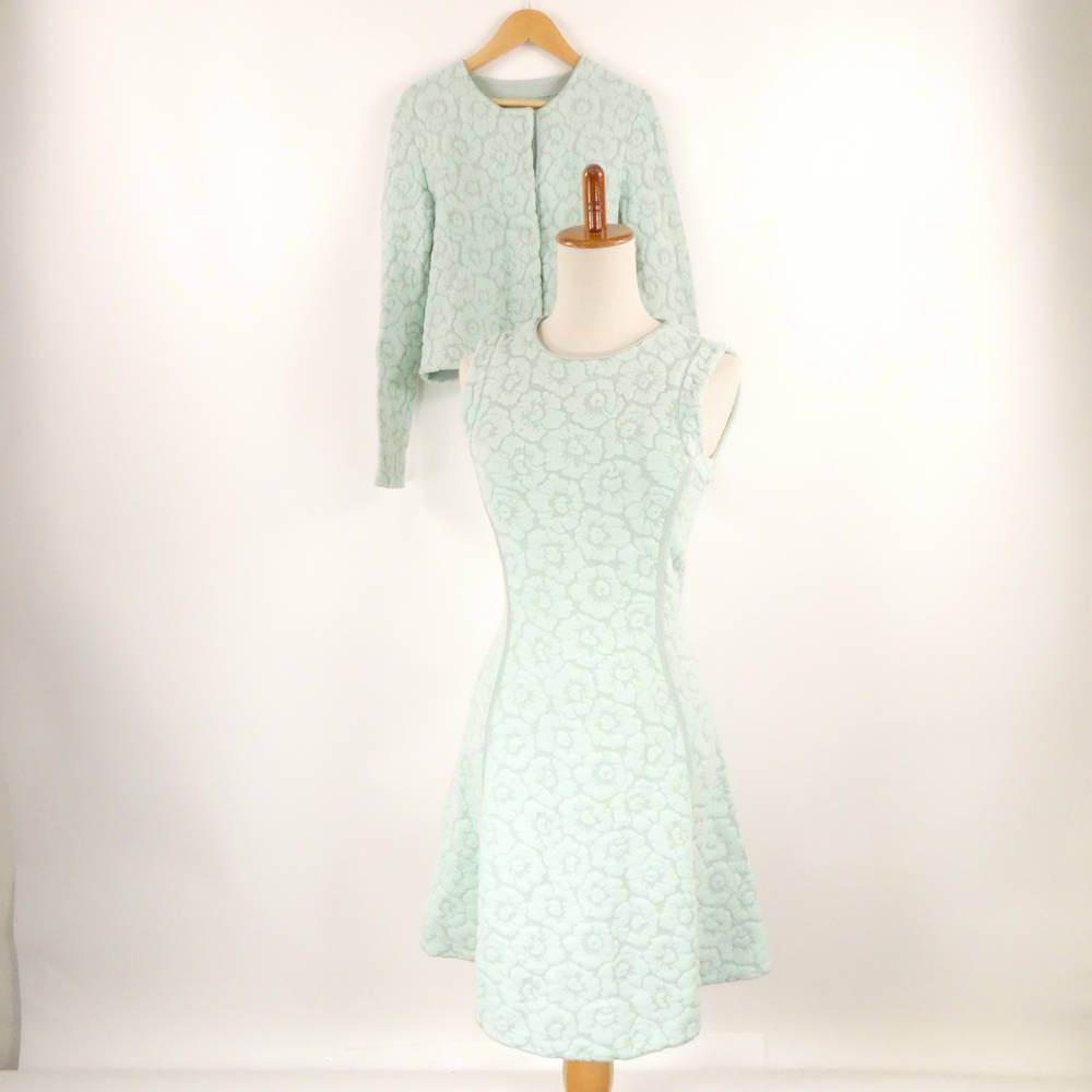 ISSA イッサ 14-46-00014|14-46-00021 ジャケット ワンピース XS|S レーヨン他 ノーカラー ミディ丈 セットアップ レディース AY6624A3