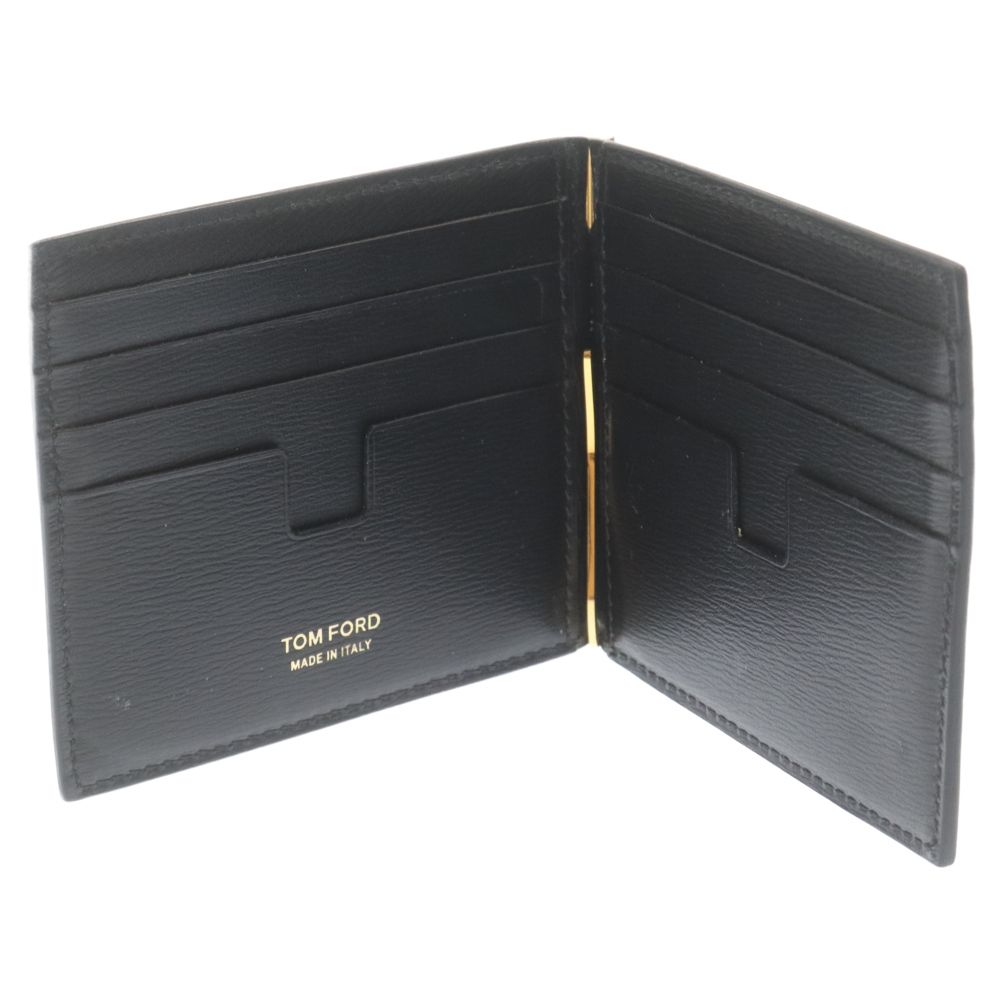 TOM FORD ブラック レザー マネークリップ　ブラック×ゴールド TOM FORD ブラック レザー マネークリップ ブラック×ゴールド