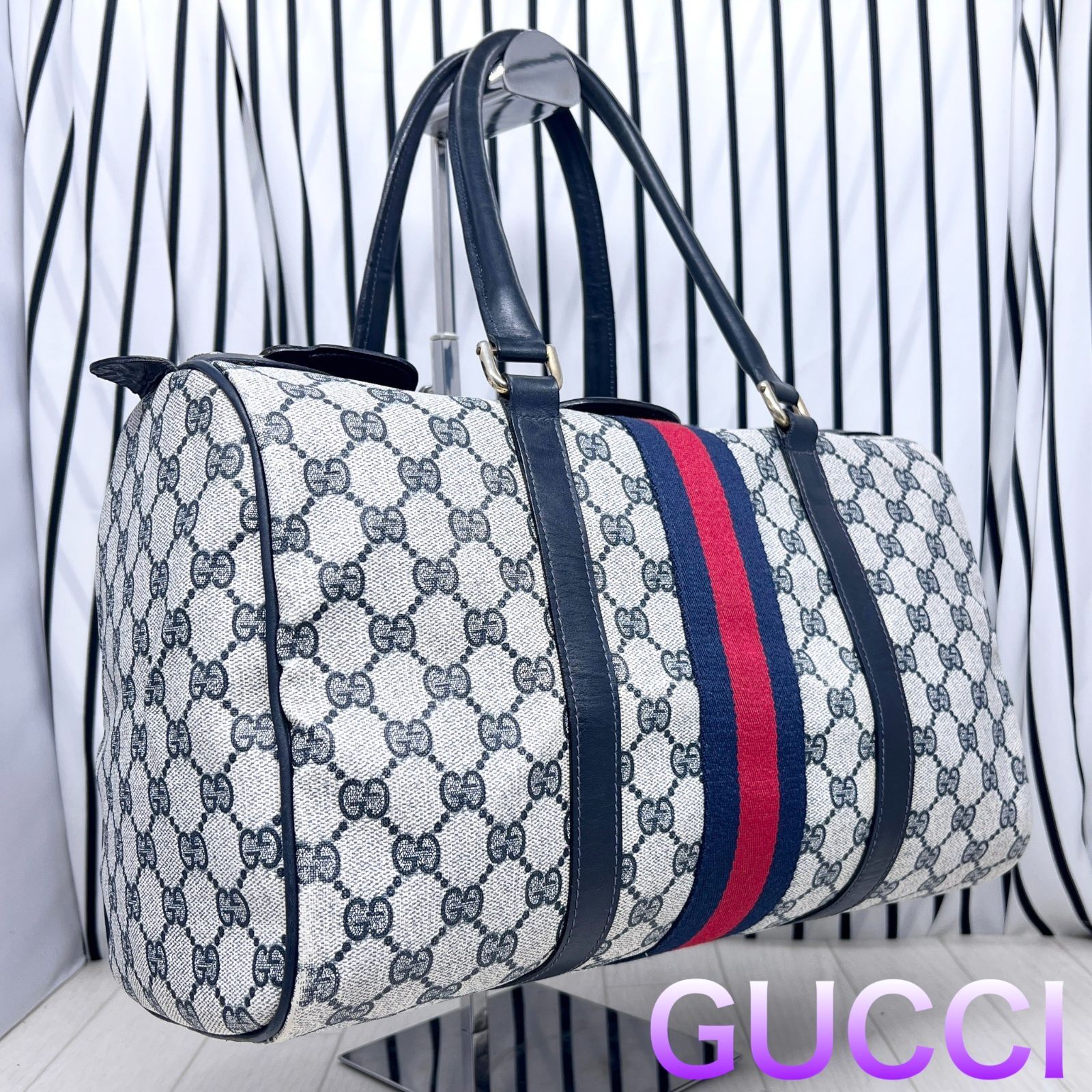 美品 グッチ ボストンバッグ トラベルバッグ シェリーライン GG PVC 国内即発送】 GUCCI オールドグッチ ボストンバッグ PVC GG柄
