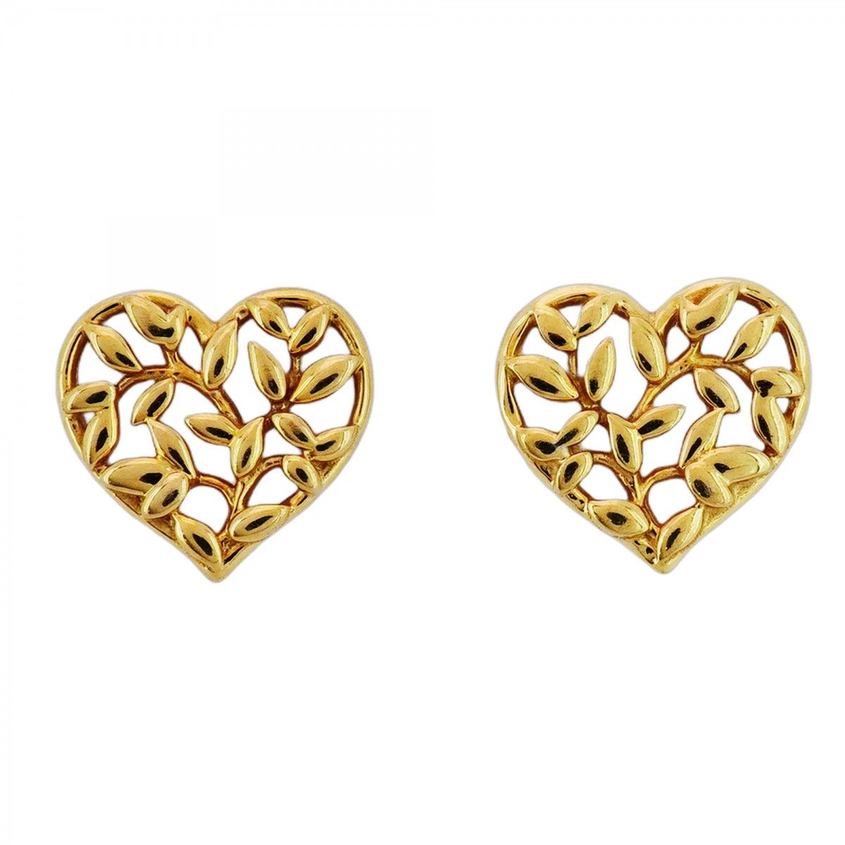 5jmb0333 ティファニー ピアス オリーブリーフ ハートモチーフ K18YG イエローゴールド レディース