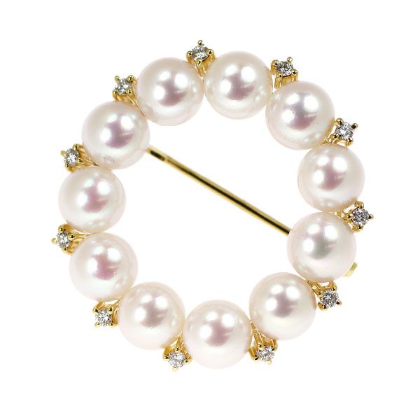 ミキモト K18YG アコヤ真珠 ダイヤモンド ブローチ 径約6.2mm FORTGASGNV_COM_BR