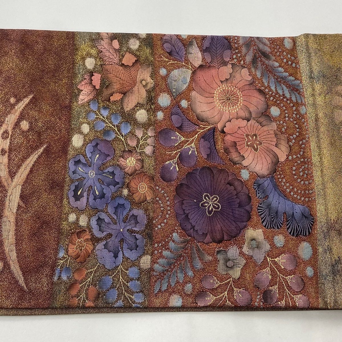 A43美品洒落袋帯　辻が花　お太鼓柄　紫藍作者物　正絹 A43美品洒落袋帯 辻が花 お太鼓柄 紫藍作者物 正絹 - メルカリ