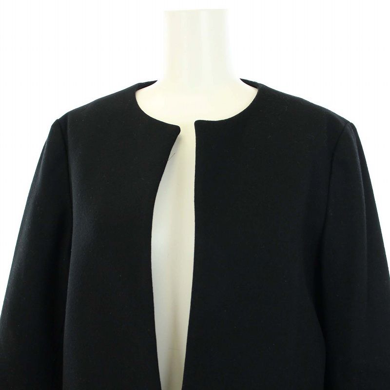 ヨーコチャン YOKO CHAN ノーカラーコート アルパカ 切替 ミドル丈  