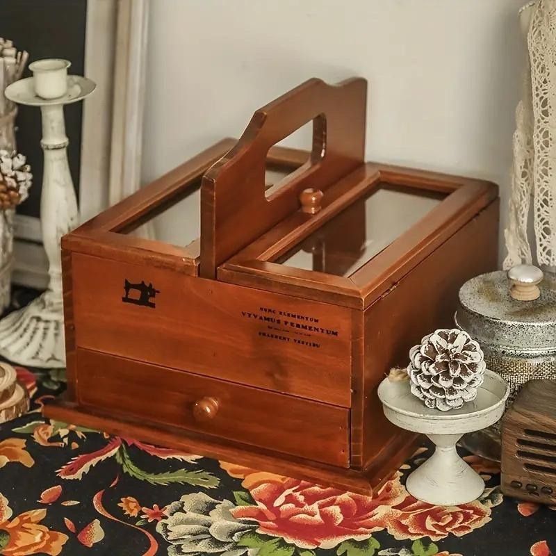 アンティーク 裁縫箱 針箱 ソーイングボックス 木製