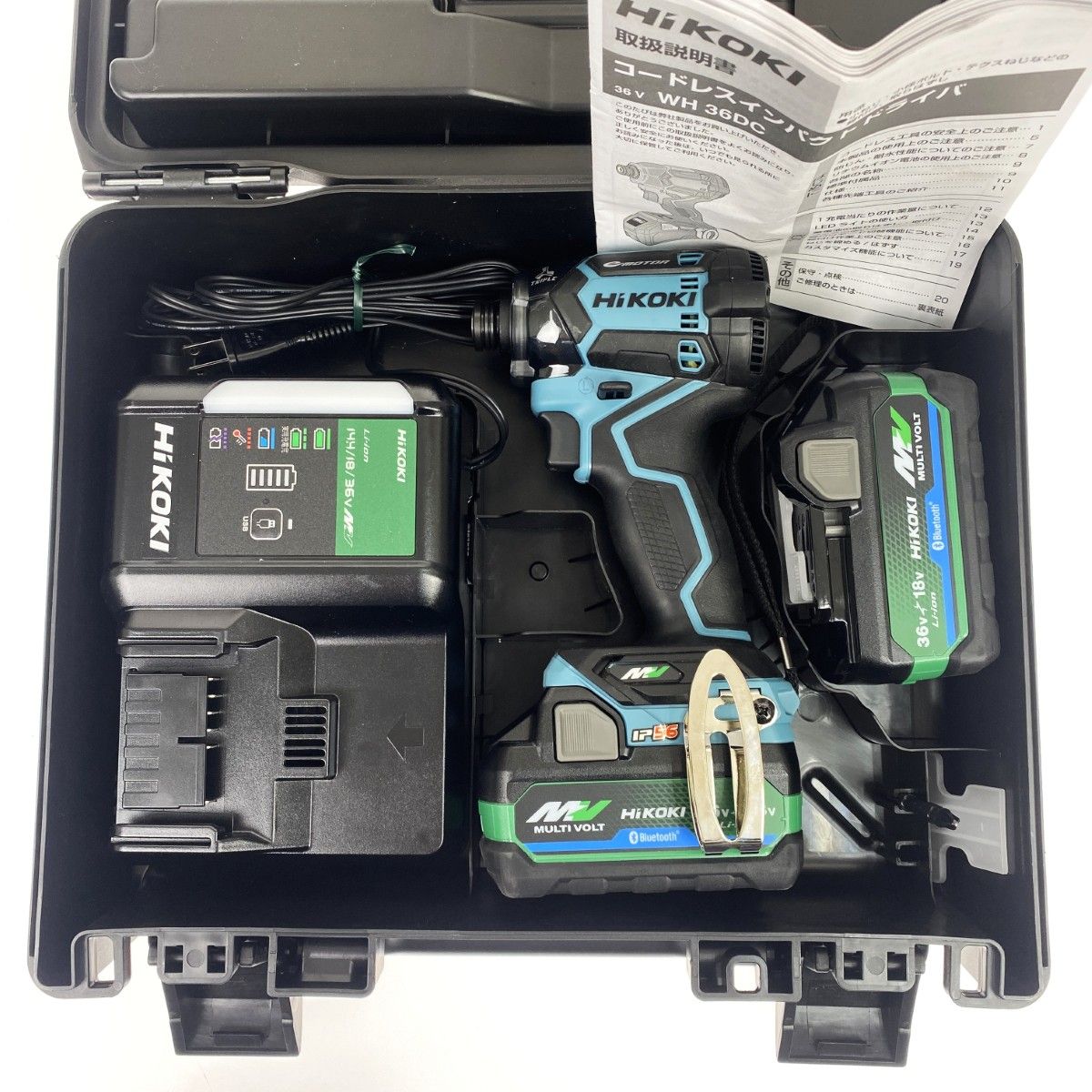 HiKOKI ハイコーキ 36V コードレスインパクトドライバ WH36DC セームブルー 充電器 充電池2個 ケース付