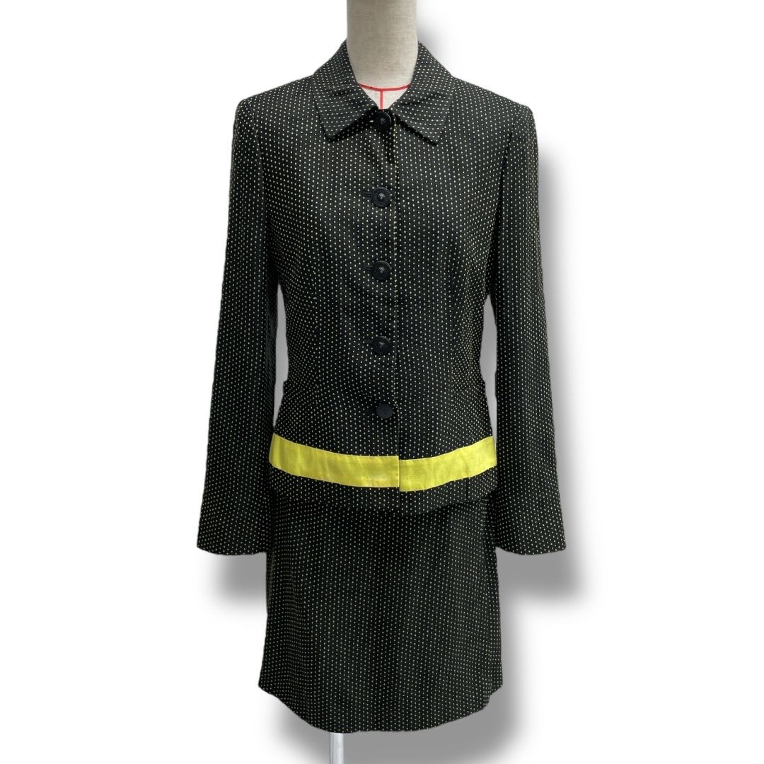 ヴェルサーチ VERSACE ジャケット スカート セットアップ スーツ 革 レディース IPOPZZYD Vintage ジャンニヴェルサーチ GIANNI VERSACE セットアップ スカート