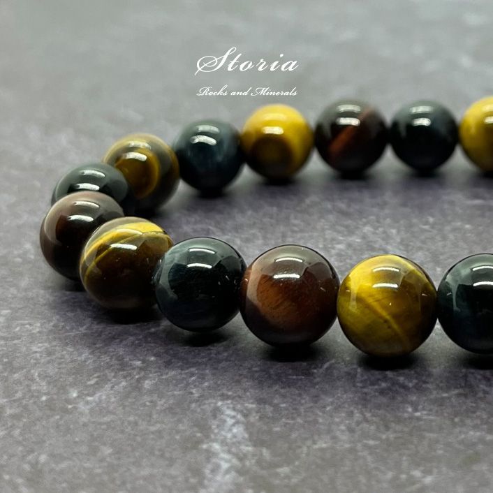 虎目石 12mm玉 ブレスレット 数珠 タイガーアイ 大金運！ AAA金運