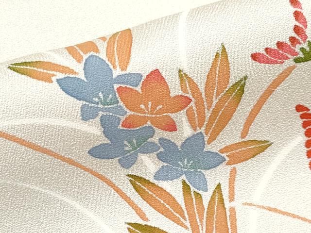 平和屋着物□極上 訪問着 紗袷 枝花文 千草鼠色地 逸品 未使用