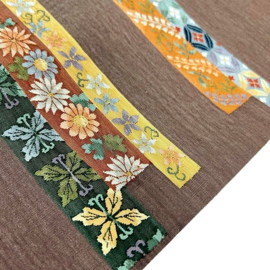 未着用 明綴れ織 桔梗 藤の花 菊花 花紋 名古屋帯 着物 035a p 未着用 明綴れ織 桔梗 藤の花 菊花 花紋 名古屋帯 着物 035a p