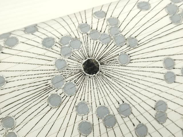 平和屋着物＊夏物 絽塩瀬 九寸開き名古屋帯 草花文 銀彩 正絹
