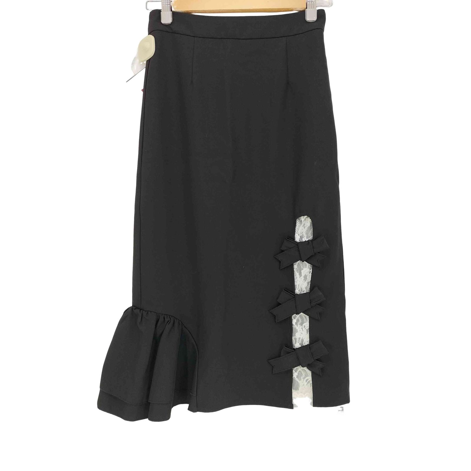 ユーズドフルギ 古着 MAMC レース レイヤード リボンスリット フリルロングスカート レディース M