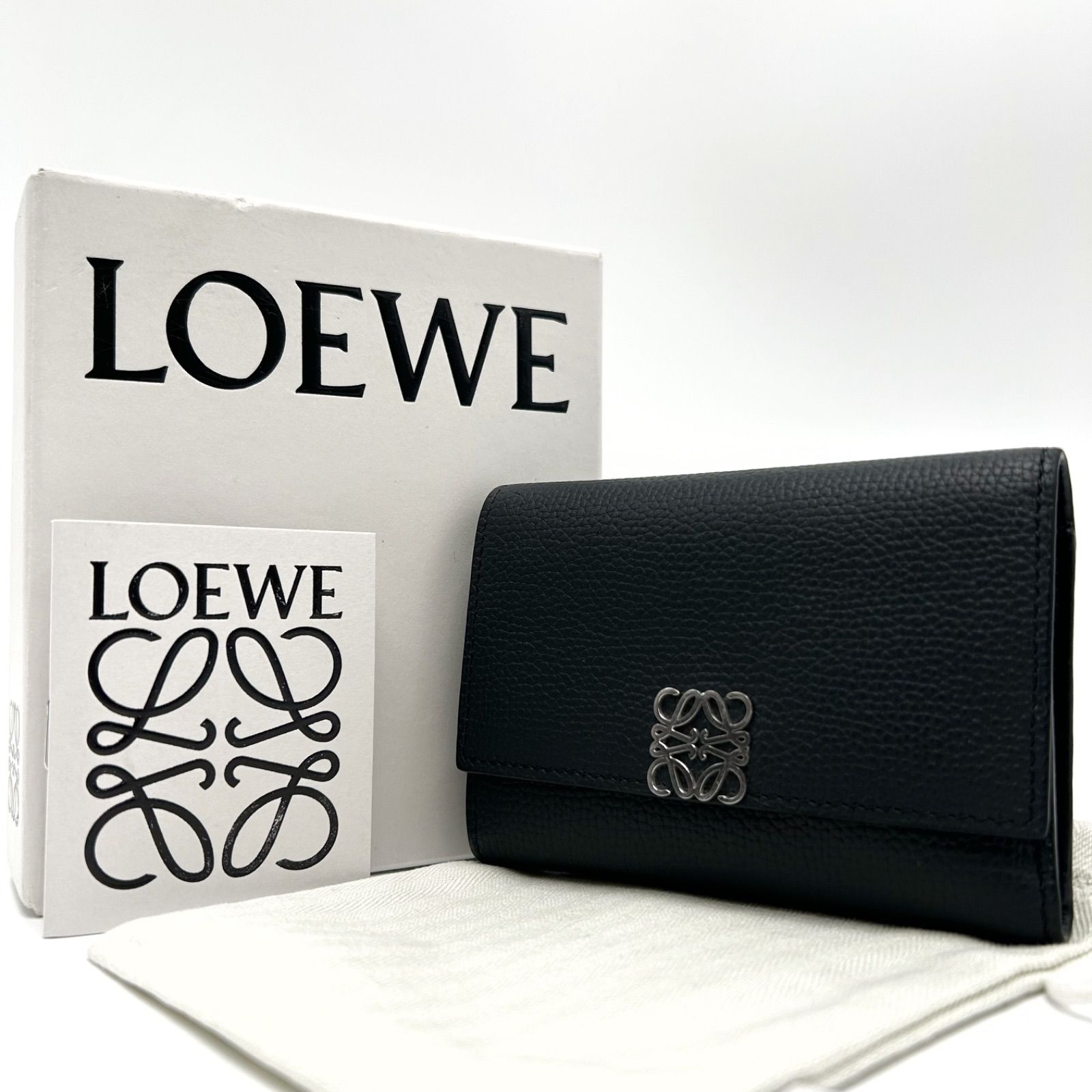 未使用級】ロエベ アナグラム トライフォールド ウォレット 折り財布  