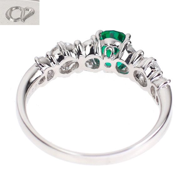 クレサンベール Pt950 再結晶エメラルド ダイヤモンド リング 0.73ct D0.52ct