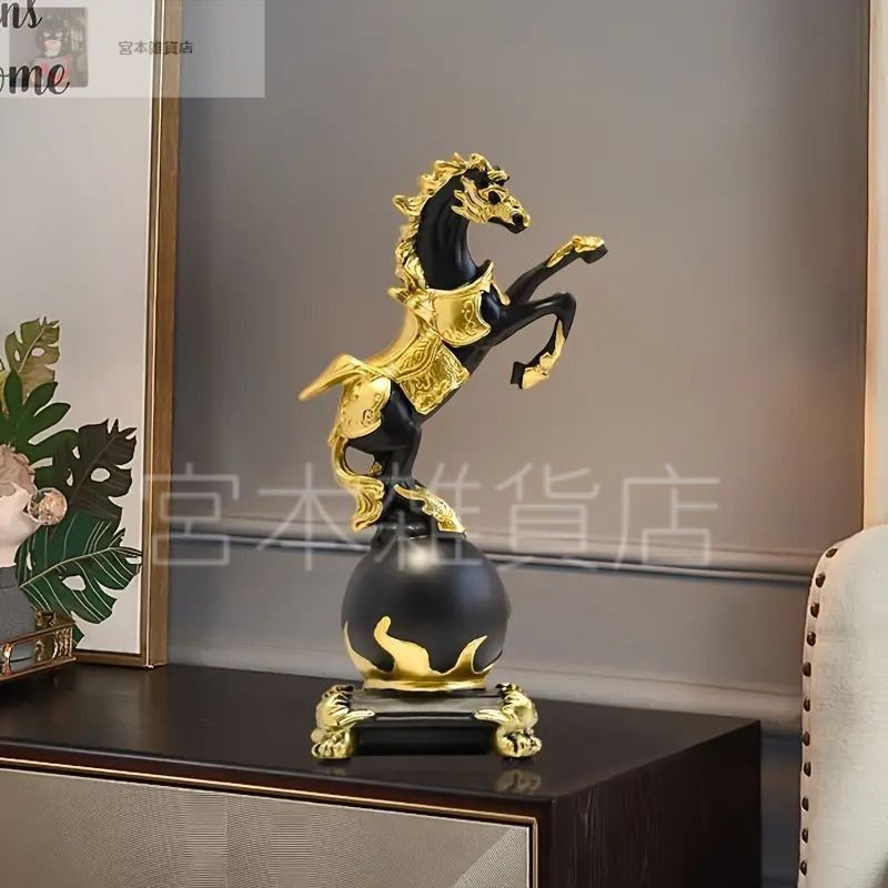 馬のオブジェ 置物 黒×金 インテリア