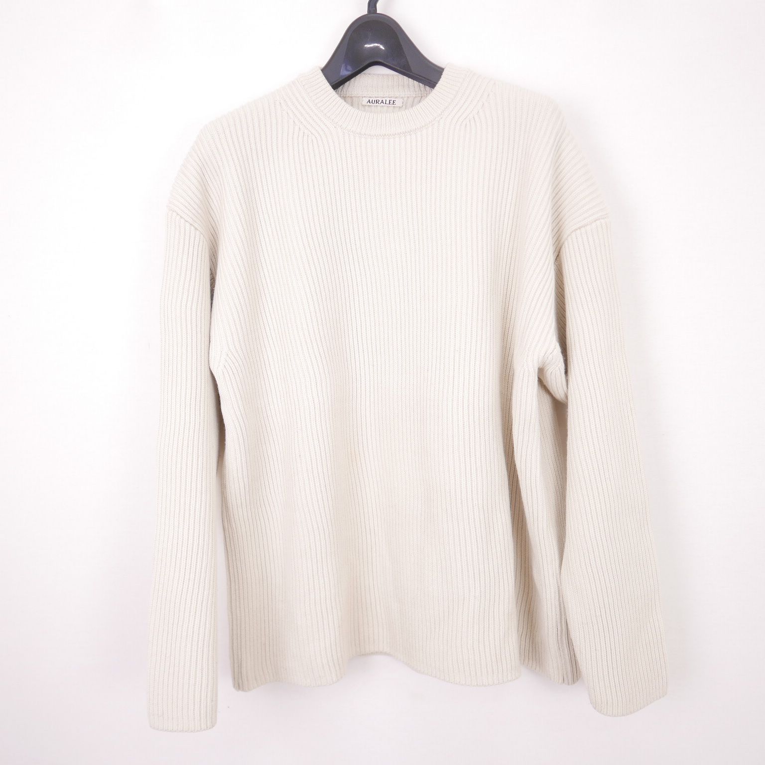 AURALEE SUPER FINE WOOL RIB KNIT IVORY - ニット/セーター