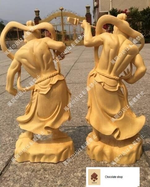 金剛力士像 阿形 吽形 仁王像 上品 檜木 彫刻 災難除去 木彫仏像 2点セット 高さ20cm