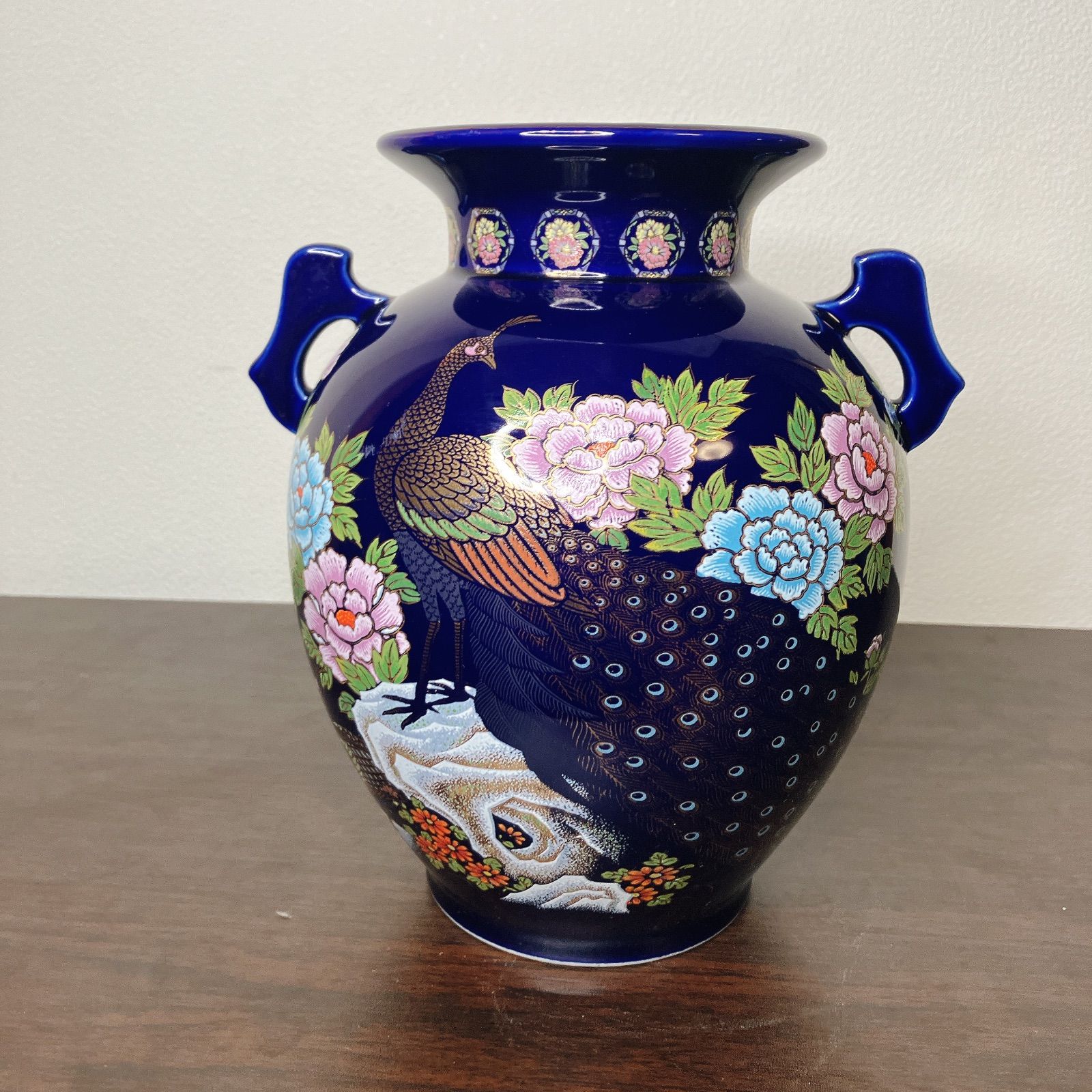 九谷焼　明陶花瓶 骨 董 品　明陶　九谷焼花瓶