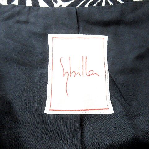 シビラ SYBILLA テーラードジャケット 総裏地 総柄 M 白 アイボリー 黒  