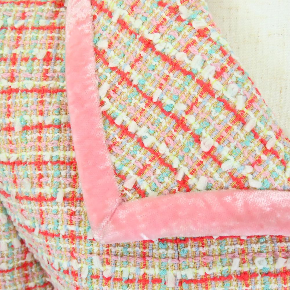 中古 シャネル セットアップ 38 ウール コットン ナイロン ピンク 赤 マルチカラー ツイード ココボタン アパレル レディース 女性 CHANEL 中古】 シャネル セットアップ 38 ウール コットン ナイロン ピンク 赤