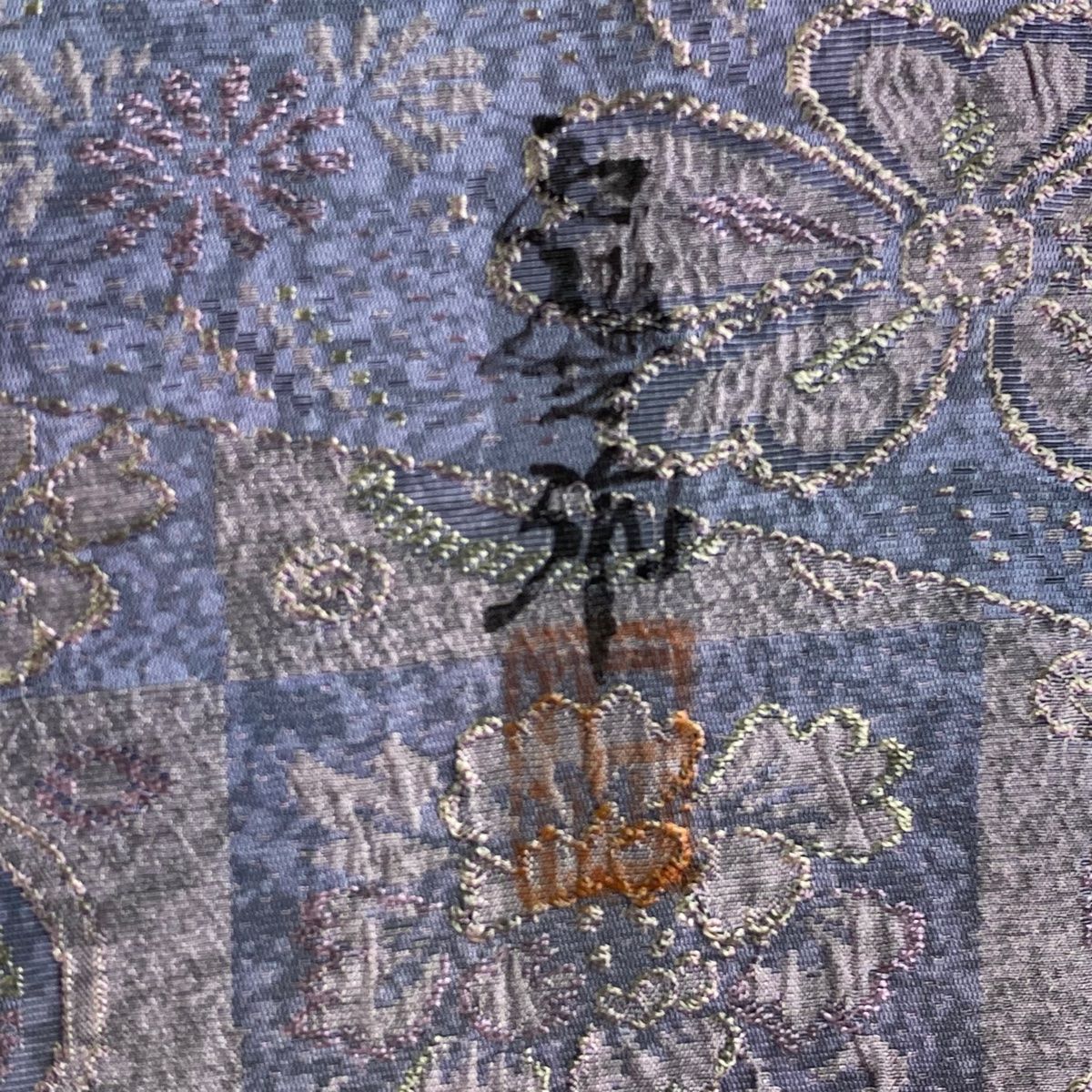 訪問着 身丈151cm 裄丈63cm S 袷 前田仁仙 落款 建物 橋 灰紫 正絹 美  