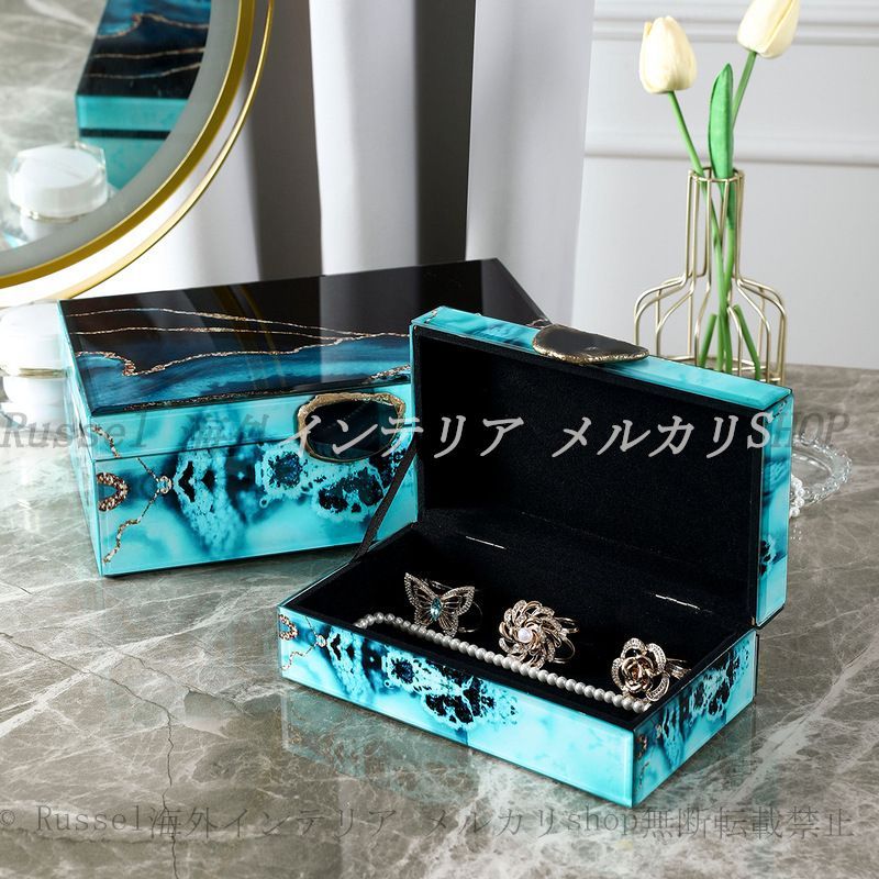 ジュエリー ボックス ラグジュアリー 2個セット 深海 マーブル模様 おしゃれ かわいい インテリア アクセサリー ケース 宝石箱 ギフト プレゼント