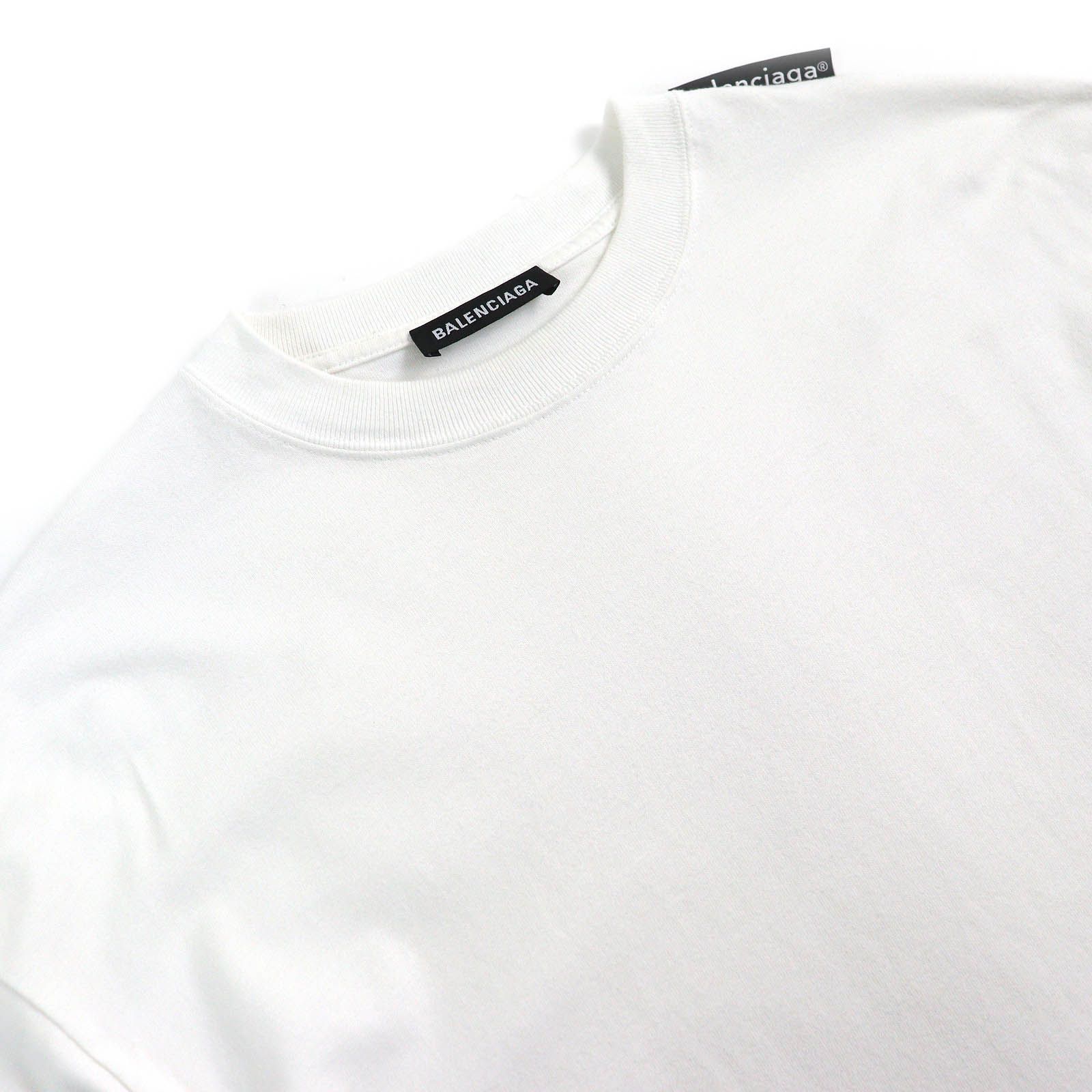 美品△BALENCIAGA バレンシアガ 612966 コットン100％ LOGO TAB クルー 
