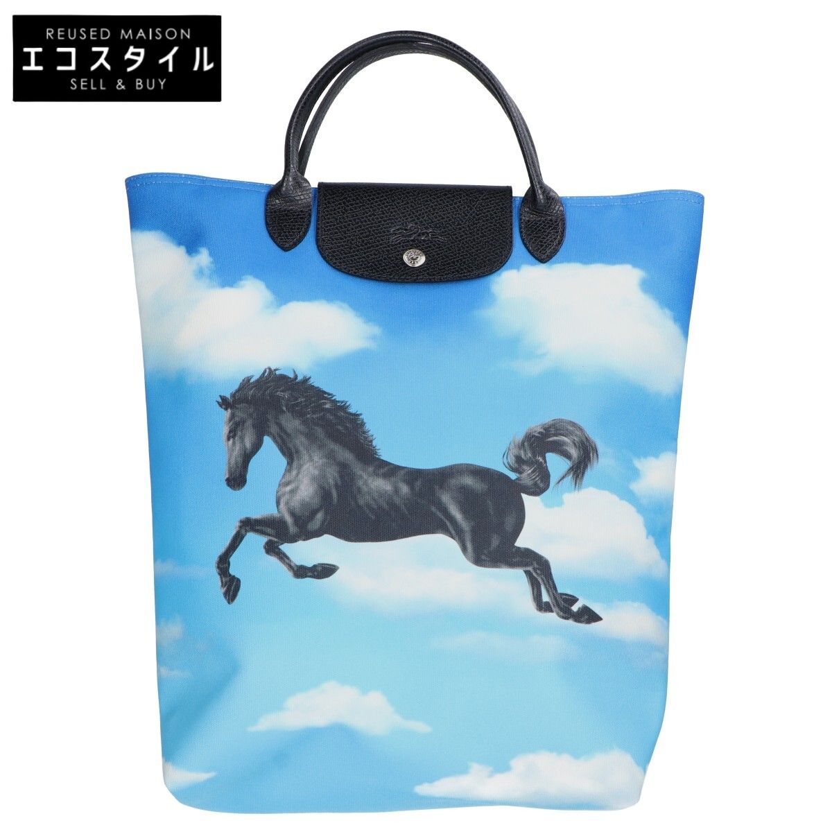 Longchamp ロンシャン ｘToiletpaper【美品】10168TPB427 キャンバス ホースプリント トップハンドル