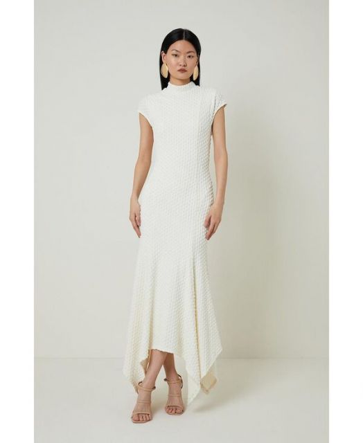 送料無料 カレンミレン レディース ワンピース トップス Women s Textured Jersey Dramatic Hem Maxi Dress Ivory
