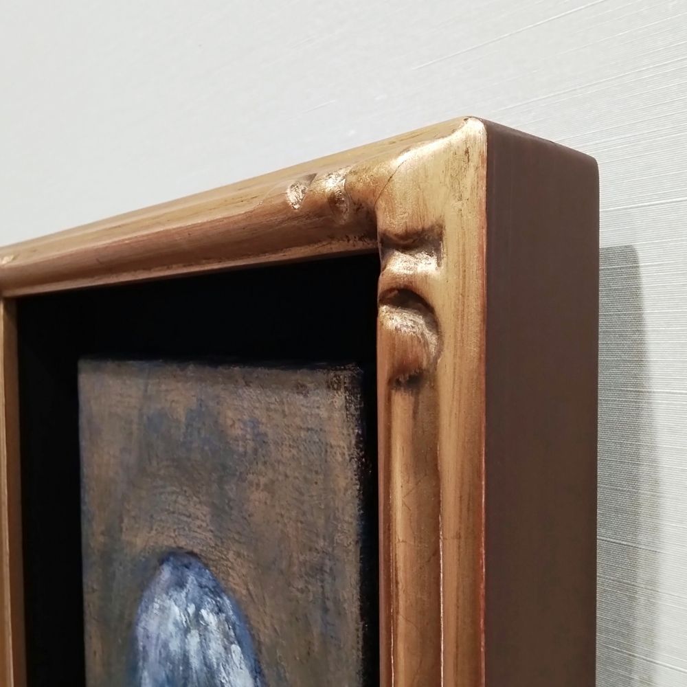 内野隆文　北の教会　絵画　サムホール　現代アート　人物画　肖像　額縁　真作 内野隆文 北の教会 絵画 サムホール 現代アート 人物画 肖像