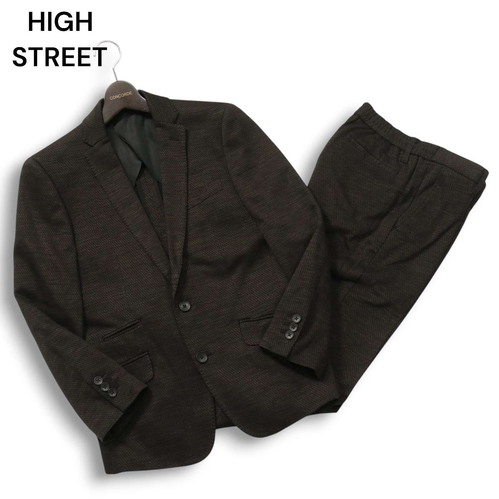 22SS★ HIGH STREET ハイストリート 通年★ 綿麻 ジオメトリック ジャージ イージー セットアップ スーツ Sz.S メンズ 22SS☆ HIGH STREET ハイストリート 通年☆ 綿麻 ジオメトリック