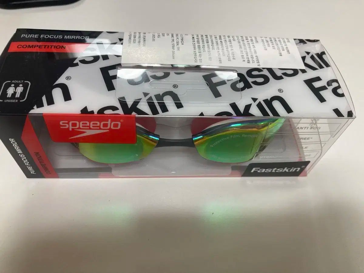 未開封 スピード アジアンフィット ファストスキン ピュアフォーカス スイムゴーグル レッド ルビー ホワイト